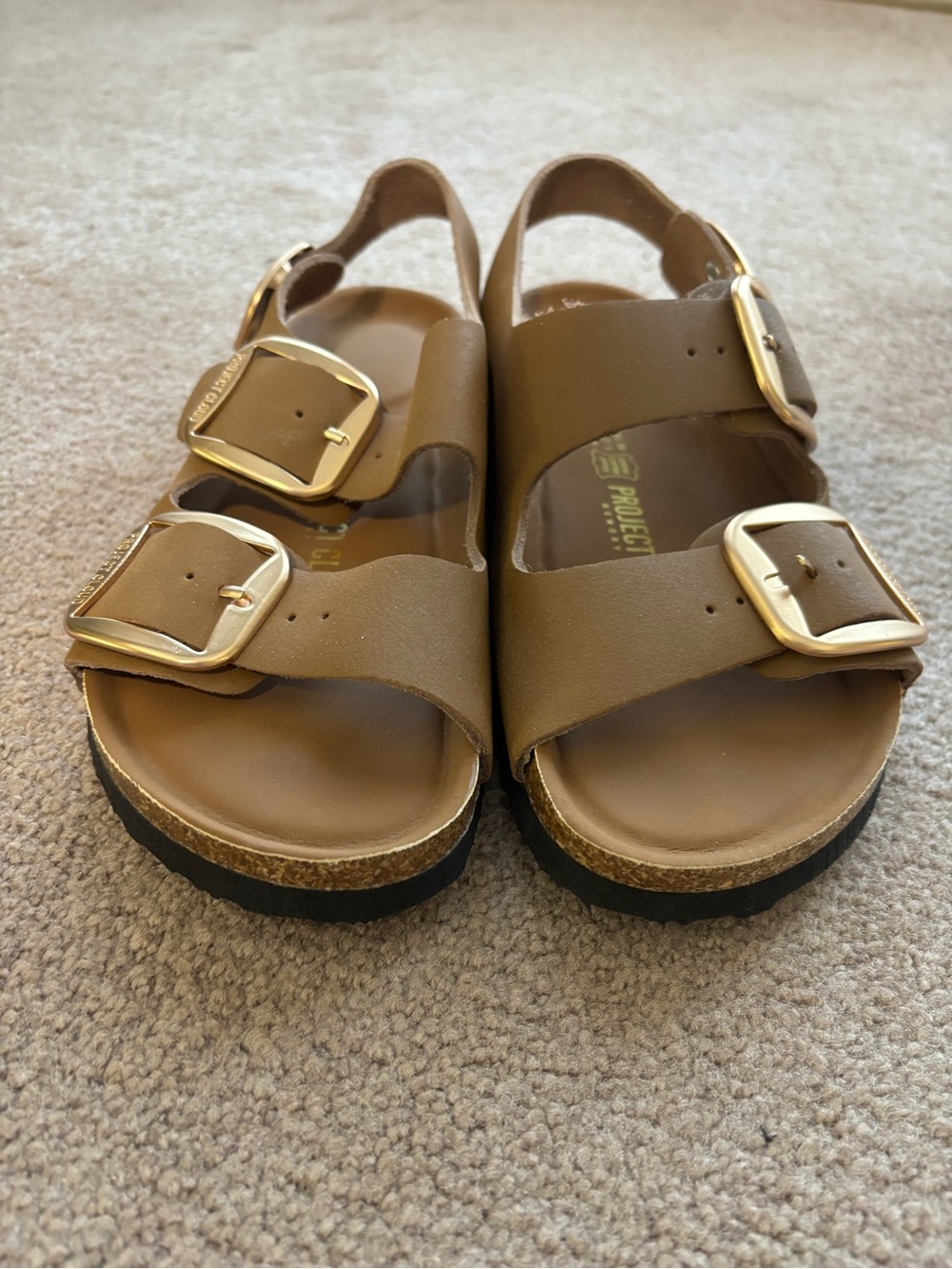 Women’s Tan Double-Buckle Comfort Sandals - Picture 3 of 5